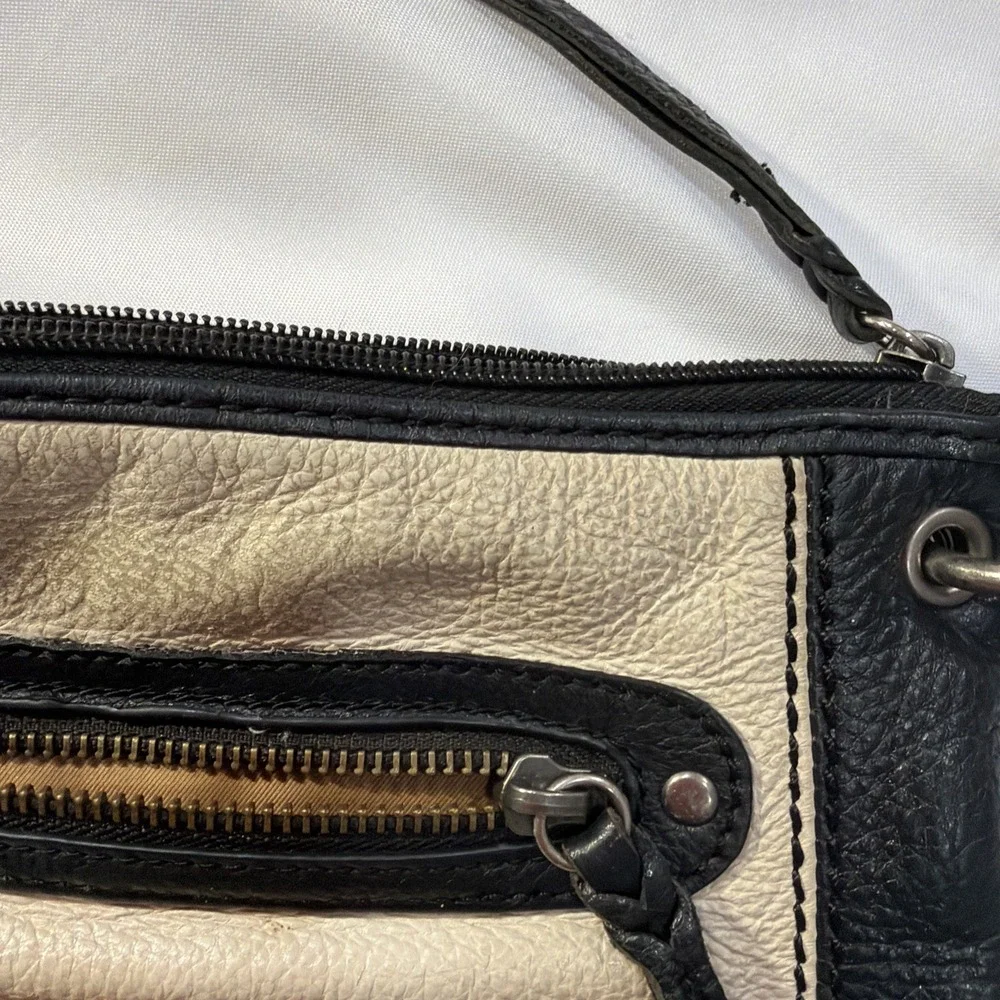 The Sak Leather Colorblock Crossbody Bag Tri-Tone Black Brown Cream Boho...‎